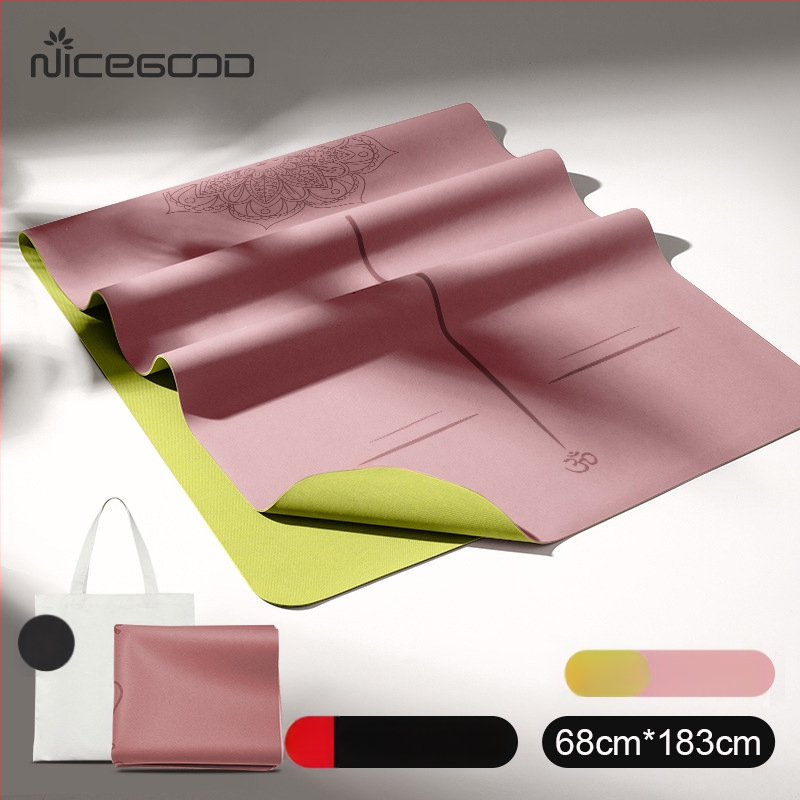 Йога постелка – PU-резинова смес, неплъзгаща се повърхност, дебелина 1,5 мм, тегло 1300 г, линии за позите, персонализирани опции.