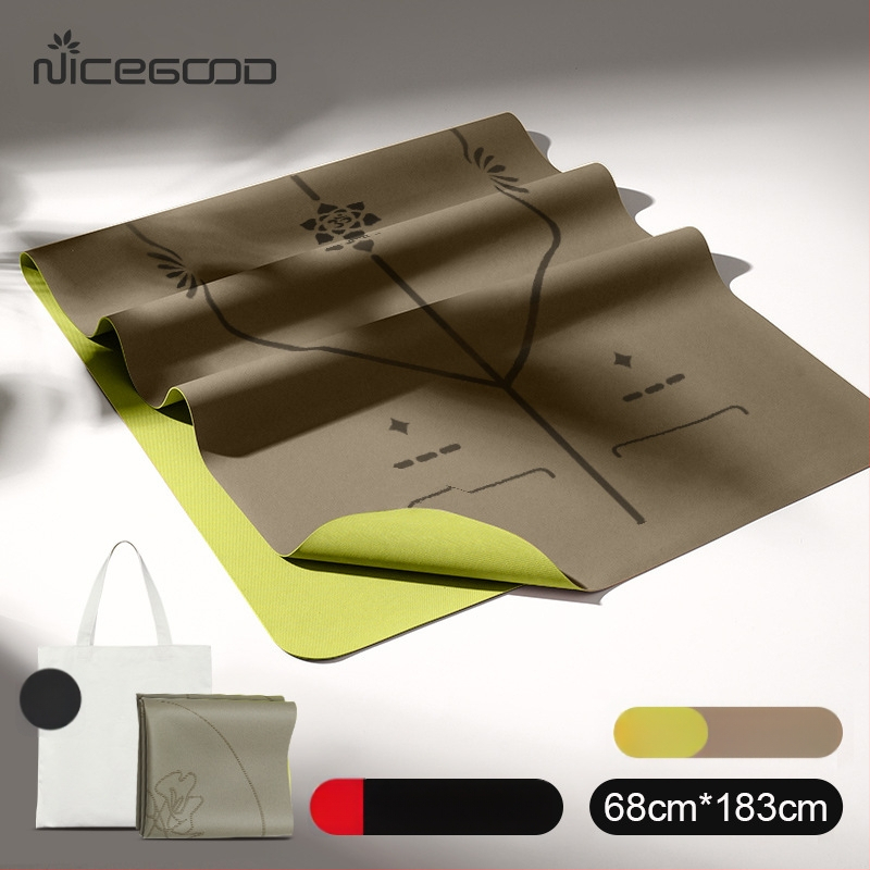Йога постелка – PU-резинова смес, неплъзгаща се повърхност, дебелина 1,5 мм, тегло 1300 г, линии за позите, персонализирани опции.