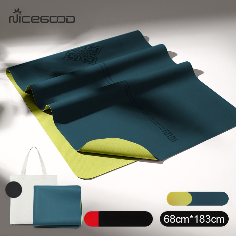 Йога постелка – PU-резинова смес, неплъзгаща се повърхност, дебелина 1,5 мм, тегло 1300 г, линии за позите, персонализирани опции.