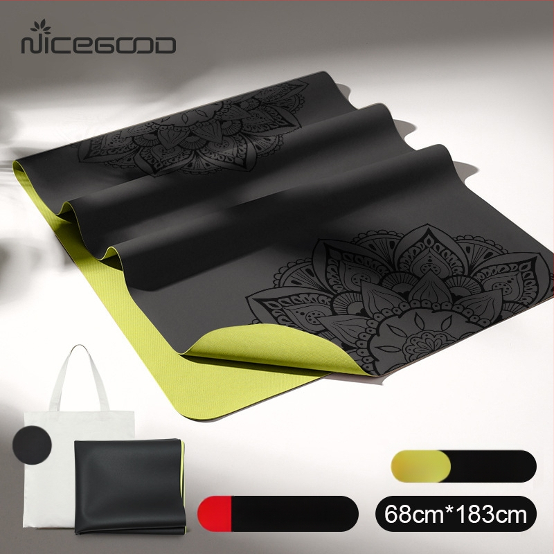Йога постелка – PU-резинова смес, неплъзгаща се повърхност, дебелина 1,5 мм, тегло 1300 г, линии за позите, персонализирани опции.