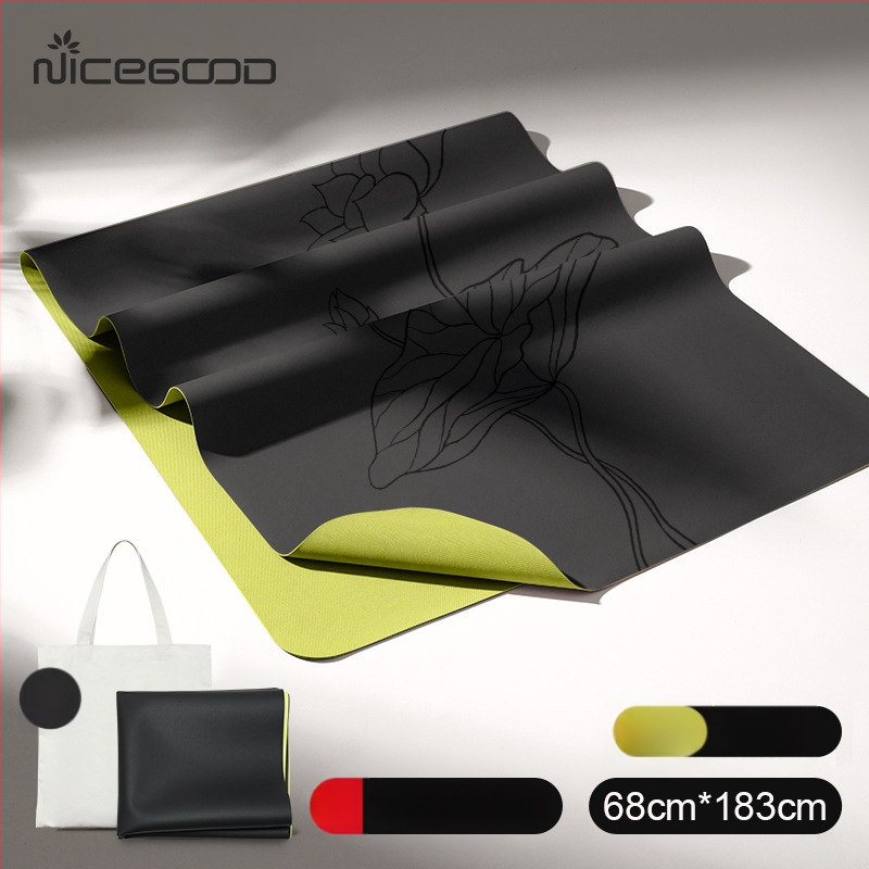 Йога постелка – PU-резинова смес, неплъзгаща се повърхност, дебелина 1,5 мм, тегло 1300 г, линии за позите, персонализирани опции.
