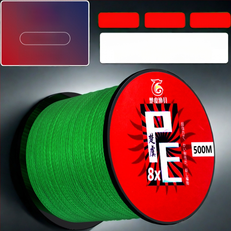 Pagrindinė žvejybos linija: 8-strand Dyneema; 4-strand PE pagrindinė linija; 12-strandinė ilgo metimo jūros linija