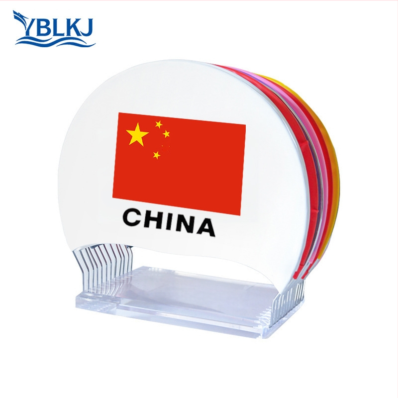 Pieaugušo silikona peldēšanas cepure ar karogu rakstu, ūdensnecaurlaidīga un elpojoša, 50 g