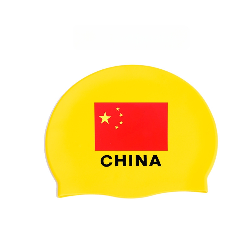 Pieaugušo silikona peldēšanas cepure ar karogu rakstu, ūdensnecaurlaidīga un elpojoša, 50 g