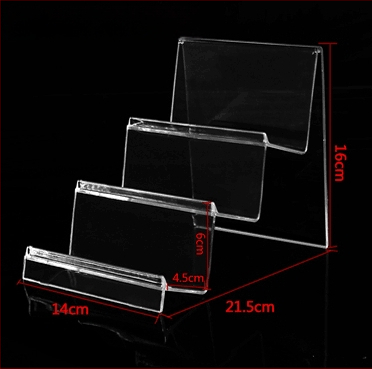 Piniginės ir rankinės demonstravimo stovas, dviejų lygių, injekcinio formavimo konstrukcija, gipso apvalkalas, laiptinės formos
