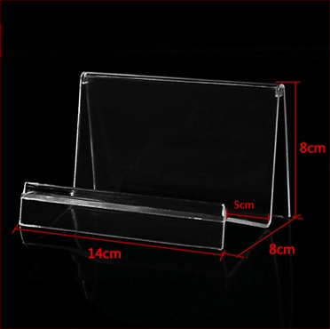 Piniginės ir rankinės demonstravimo stovas, dviejų lygių, injekcinio formavimo konstrukcija, gipso apvalkalas, laiptinės formos