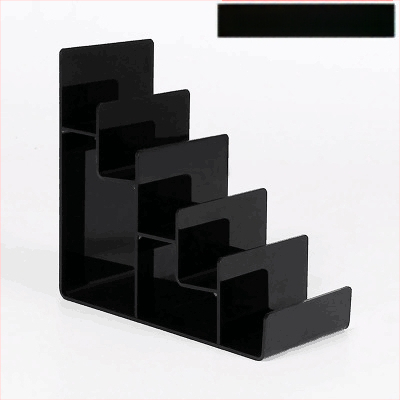 Piniginės ir rankinės demonstravimo stovas, dviejų lygių, injekcinio formavimo konstrukcija, gipso apvalkalas, laiptinės formos