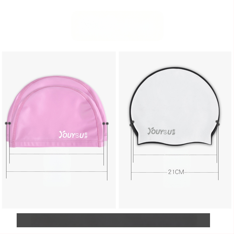 Youyou silikona peldēšanas cepure pieaugušajiem ar ausu aizsardzību – ūdensizturīga, vienkrāsaina