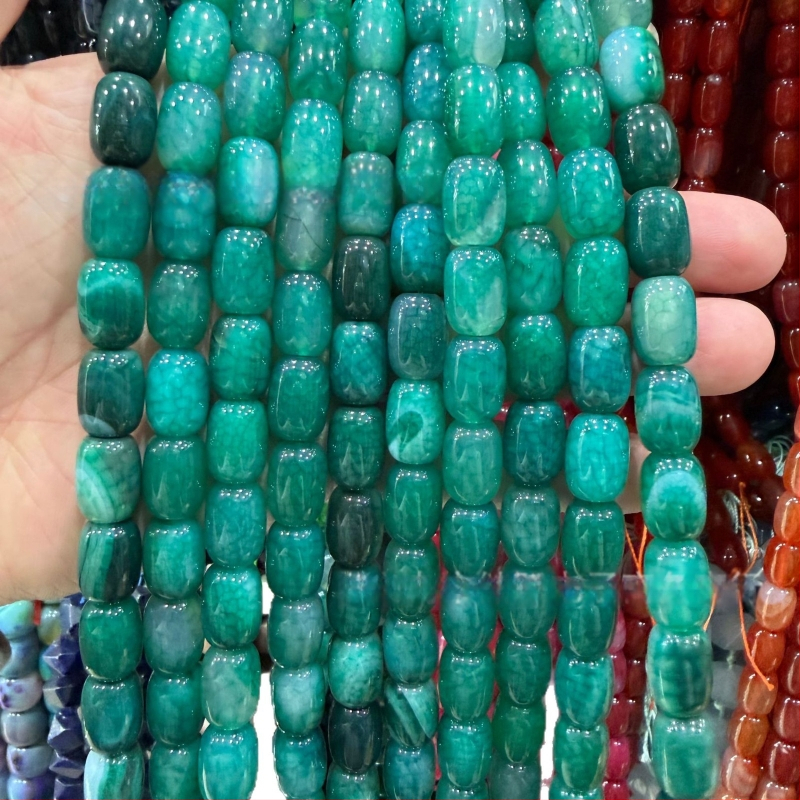 Χάντρες βαρέλι από φυσικό αχάτη με μοτίβο δράκο, ραγισμένη υφή, χειροκίνητη κοπή — εξαρτήματα DIY κοσμήματα