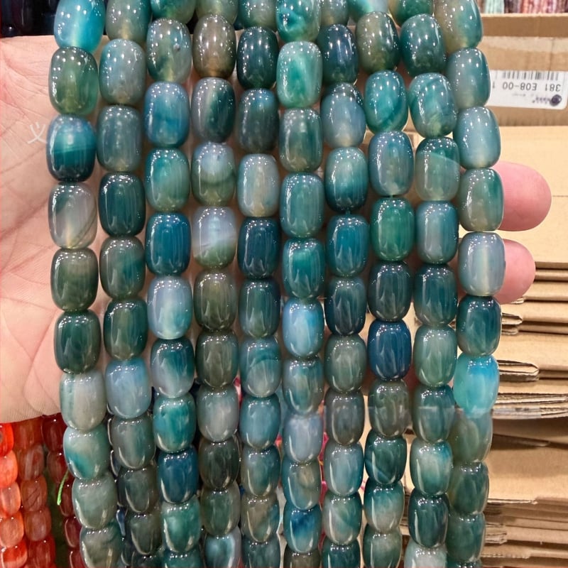 Χάντρες βαρέλι από φυσικό αχάτη με μοτίβο δράκο, ραγισμένη υφή, χειροκίνητη κοπή — εξαρτήματα DIY κοσμήματα