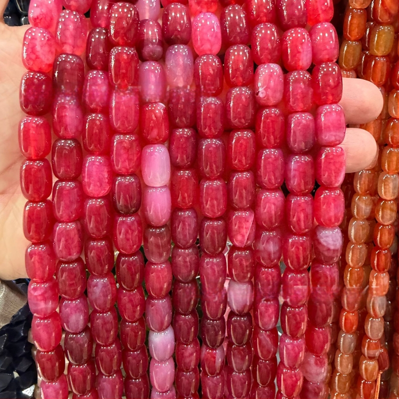 Χάντρες βαρέλι από φυσικό αχάτη με μοτίβο δράκο, ραγισμένη υφή, χειροκίνητη κοπή — εξαρτήματα DIY κοσμήματα