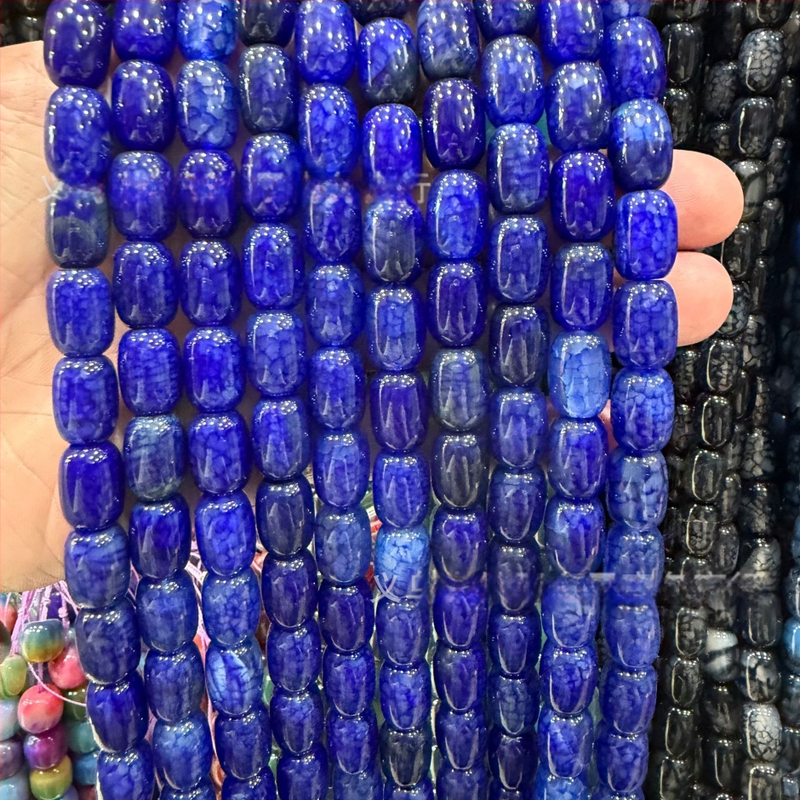 Χάντρες βαρέλι από φυσικό αχάτη με μοτίβο δράκο, ραγισμένη υφή, χειροκίνητη κοπή — εξαρτήματα DIY κοσμήματα