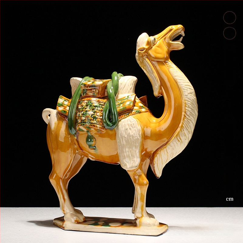 Keraminė arklio figūrėlė, kinietiško stiliaus, interjero dekorui, dovanų dėžutėje