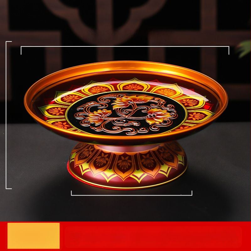 Lydinio vaisių lėkštė namų altarui – Turto dievas, dažyta paviršius, Kinijos stilius