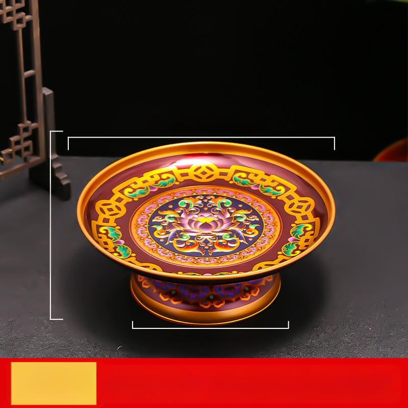 Lydinio vaisių lėkštė namų altarui – Turto dievas, dažyta paviršius, Kinijos stilius