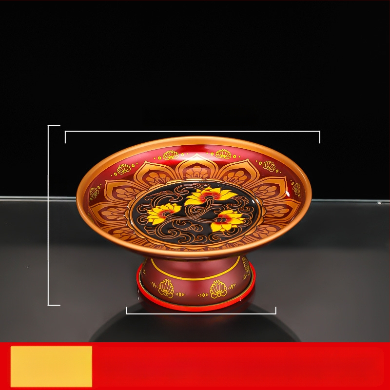 Lydinio vaisių lėkštė namų altarui – Turto dievas, dažyta paviršius, Kinijos stilius