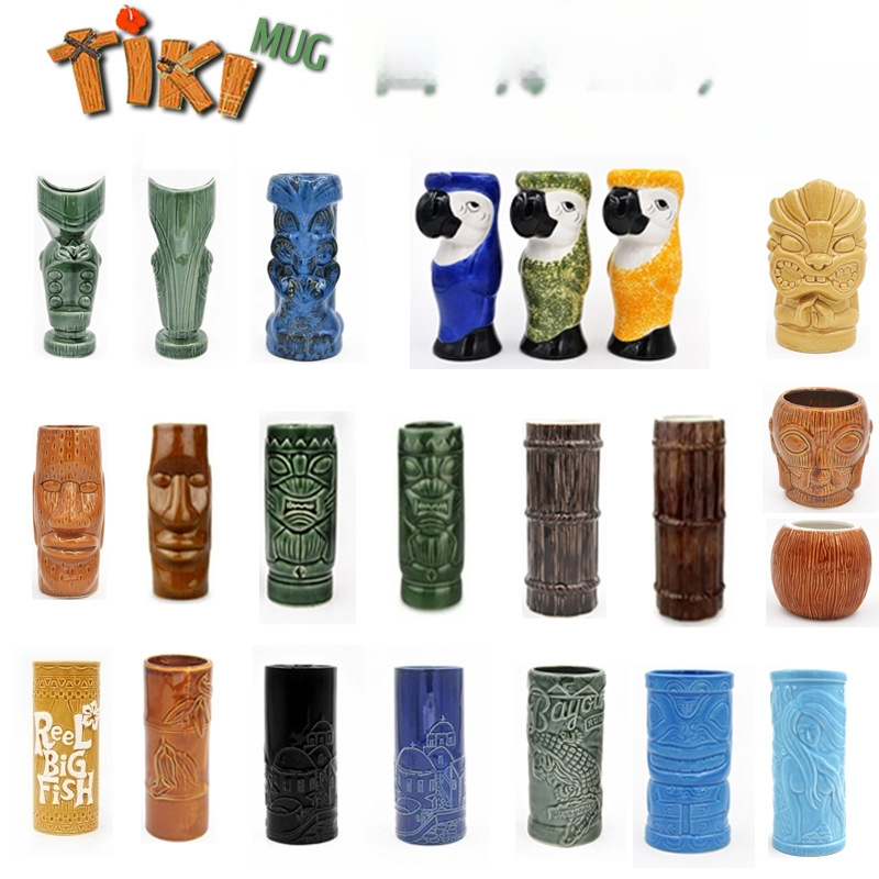 Keraamiline Tiki kruus – zombii näo reljeef, silindriline kuju, kuumuskindel