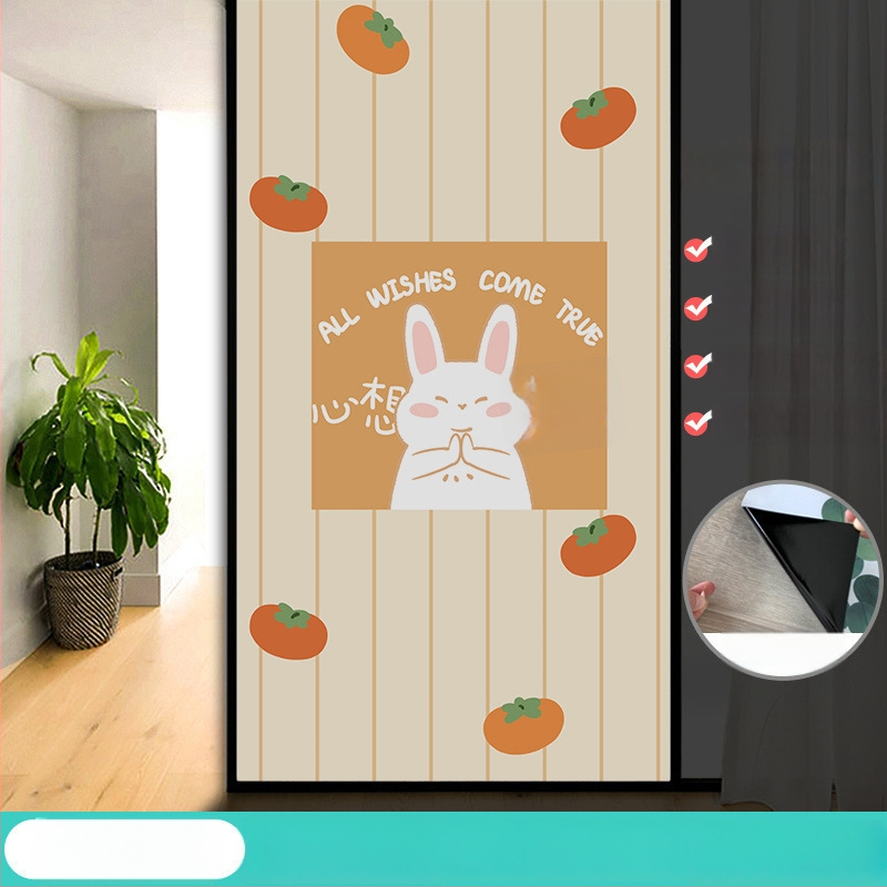 Vonios kambario stiklo plėvelė su visišku užtamsinimu ir privatumo apsauga, matinė išvaizda, PVC medžiaga, elektrostatinis prisirišimas, paprastas ir modernus stilius, animacijos motyvas, tinkama vonios kambariui