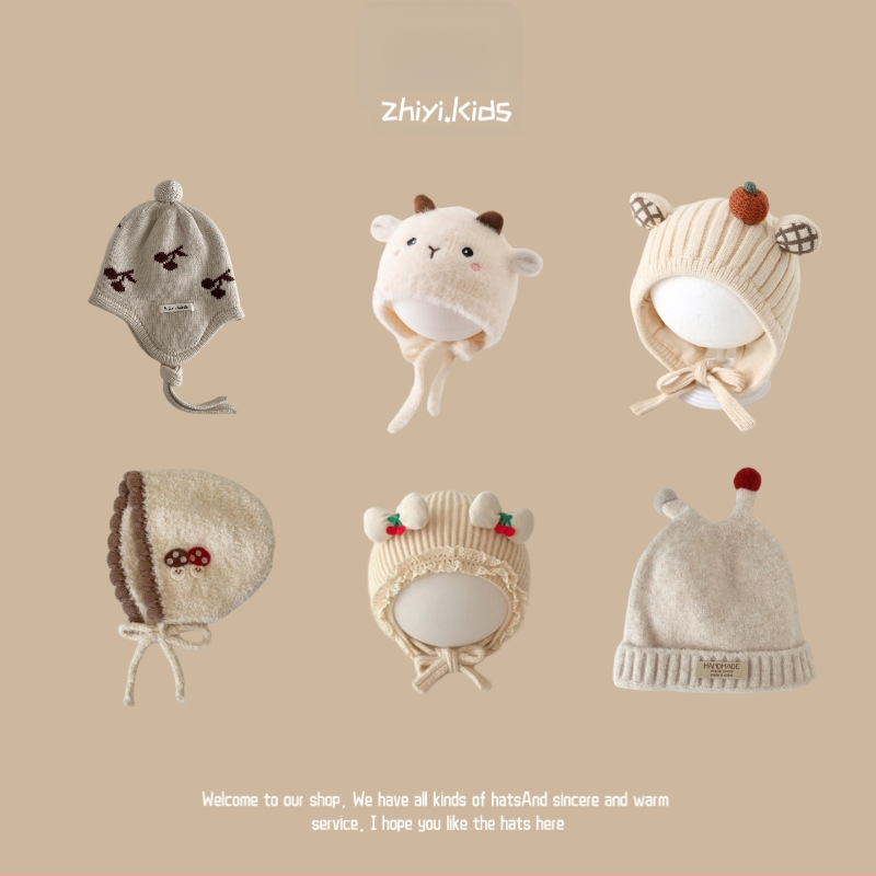 Unisex megztinė kepurė su ausų apsauga kūdikiams ir mažiems vaikams, korėjietiško stiliaus mielas mezginys, žiemos šiluma