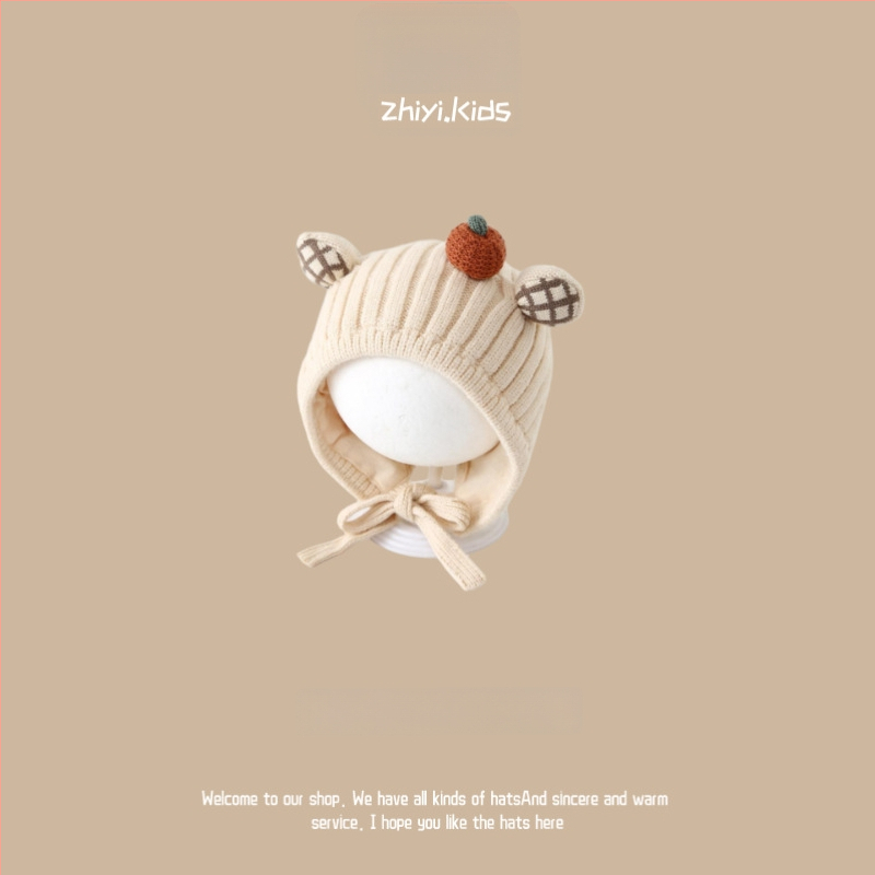 Unisex megztinė kepurė su ausų apsauga kūdikiams ir mažiems vaikams, korėjietiško stiliaus mielas mezginys, žiemos šiluma