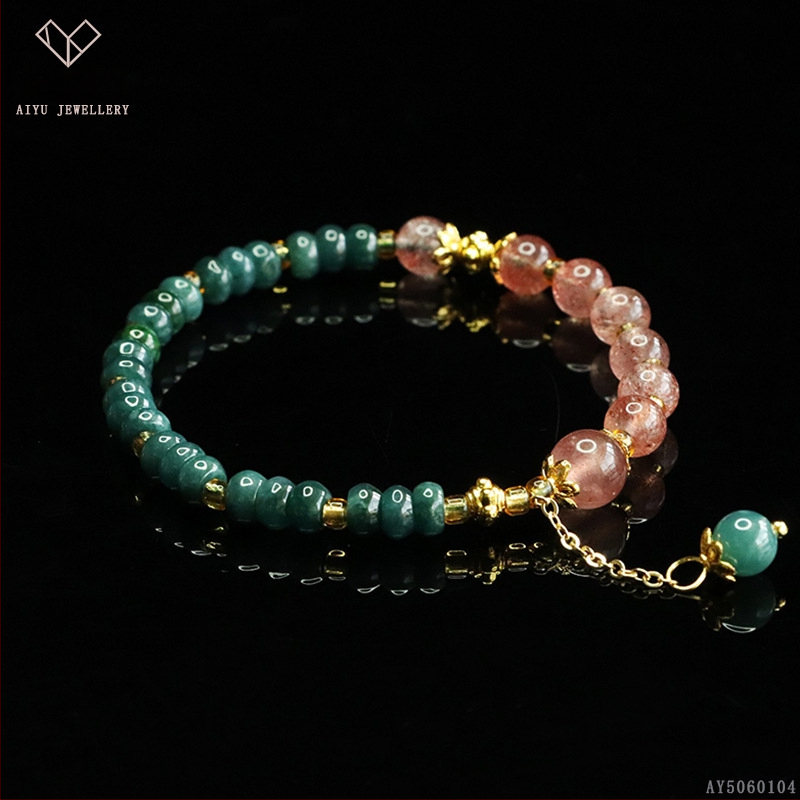 Kék víz jade abakusz gyöngyökből álló karkötő, DIY dizájn, kézzel kötött, etnikai stílus