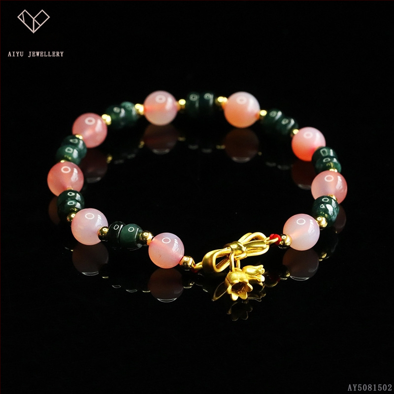 Kék víz jade abakusz gyöngyökből álló karkötő, DIY dizájn, kézzel kötött, etnikai stílus