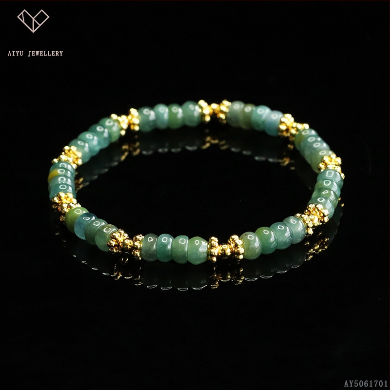 Kék víz jade abakusz gyöngyökből álló karkötő, DIY dizájn, kézzel kötött, etnikai stílus
