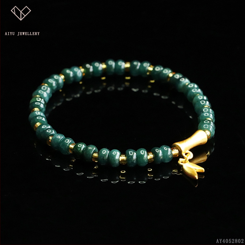 Kék víz jade abakusz gyöngyökből álló karkötő, DIY dizájn, kézzel kötött, etnikai stílus