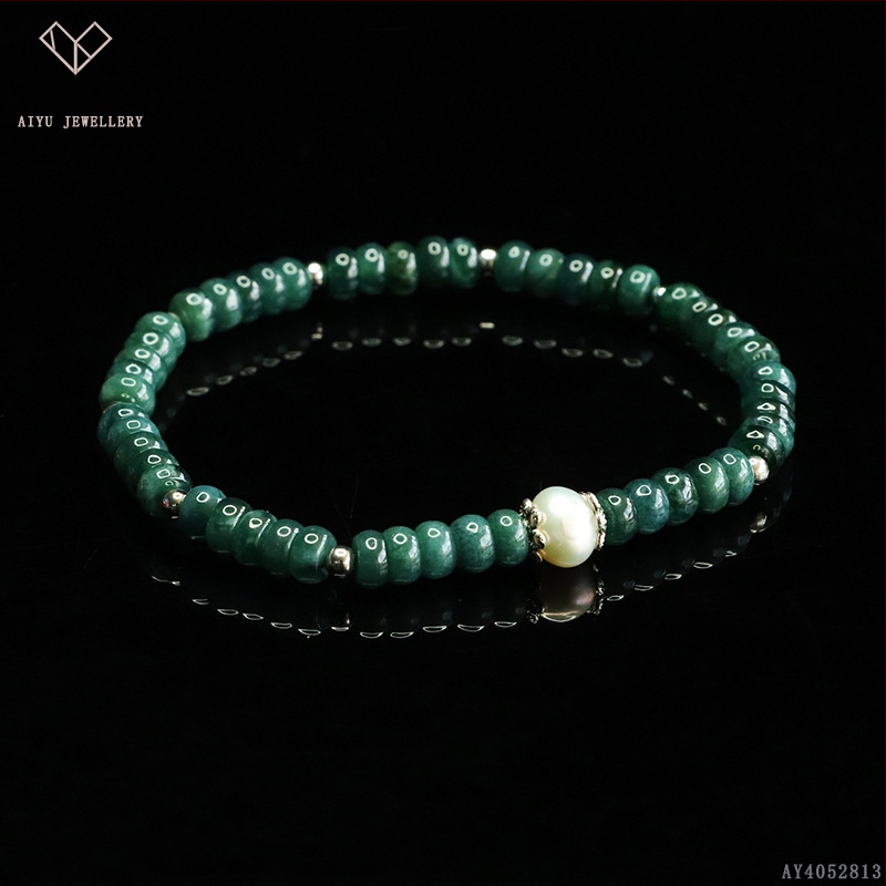 Kék víz jade abakusz gyöngyökből álló karkötő, DIY dizájn, kézzel kötött, etnikai stílus