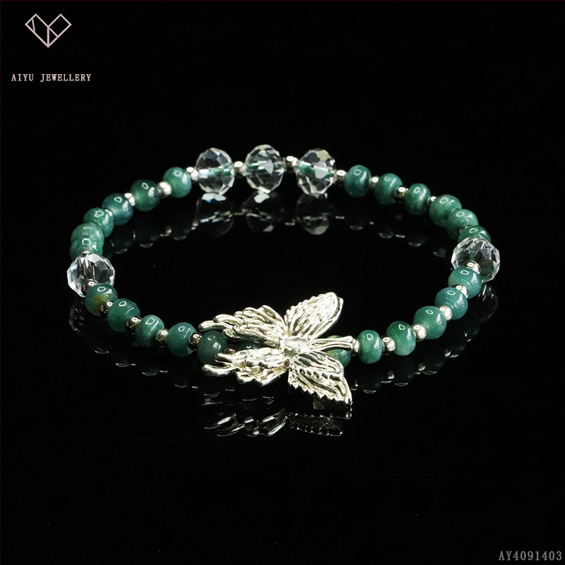 Kék víz jade abakusz gyöngyökből álló karkötő, DIY dizájn, kézzel kötött, etnikai stílus