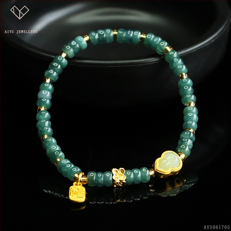 Kék víz jade abakusz gyöngyökből álló karkötő, DIY dizájn, kézzel kötött, etnikai stílus