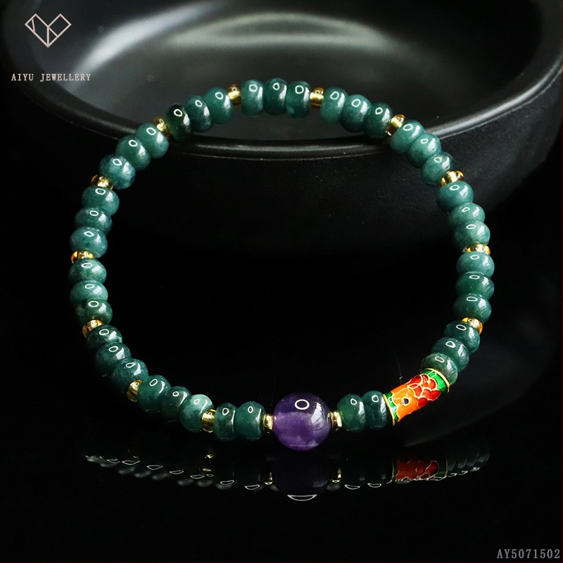 Kék víz jade abakusz gyöngyökből álló karkötő, DIY dizájn, kézzel kötött, etnikai stílus