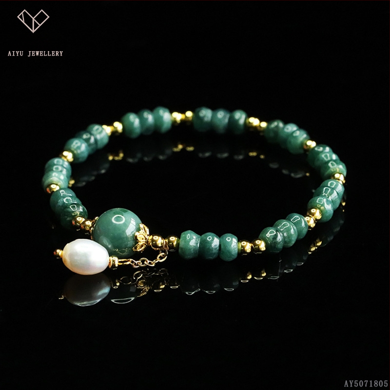 Kék víz jade abakusz gyöngyökből álló karkötő, DIY dizájn, kézzel kötött, etnikai stílus