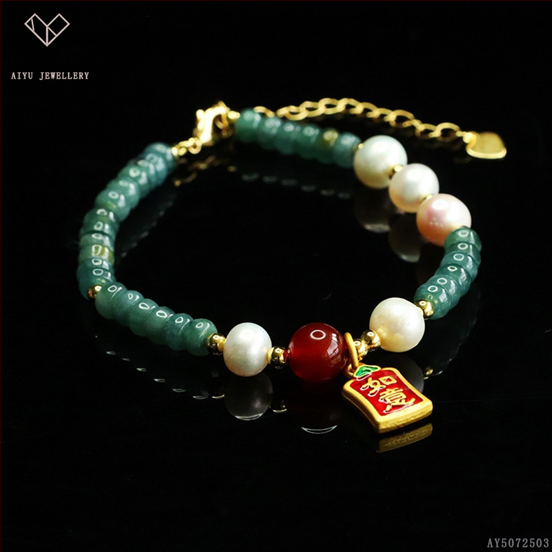 Kék víz jade abakusz gyöngyökből álló karkötő, DIY dizájn, kézzel kötött, etnikai stílus