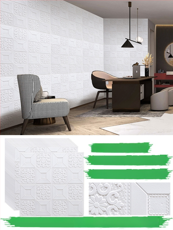 Стенно стикер с геометричен модел, водоустойчив, триизмерен дизайн за дневна, 1 бр., семпъл и модерен.