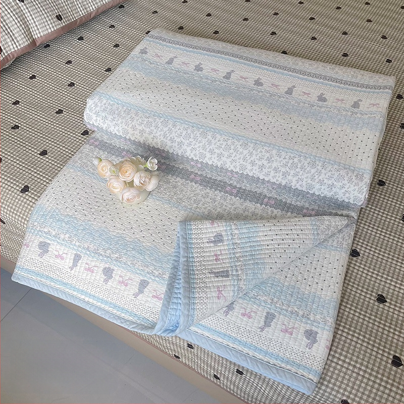 Lova užtiesalo komplektas trim dalių, 100% medvilnė, dryžuotas raštas, Twill audinys, reaktyvus spausdinimas, tinka visiems metų laikams