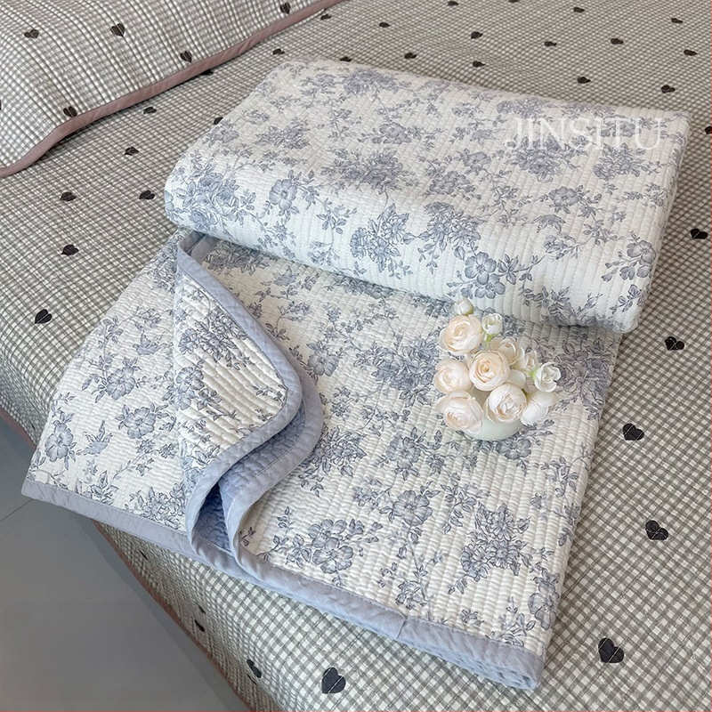 Lova užtiesalo komplektas trim dalių, 100% medvilnė, dryžuotas raštas, Twill audinys, reaktyvus spausdinimas, tinka visiems metų laikams