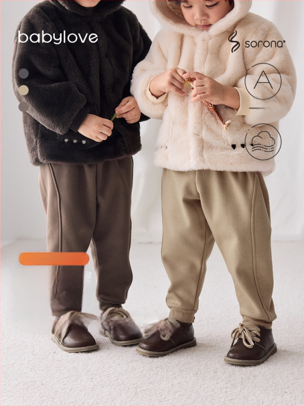 Vaikų kelnės, medvilnė, universalus stilius, vidutinio juosmens su elastine juostele, karikatūros raštas