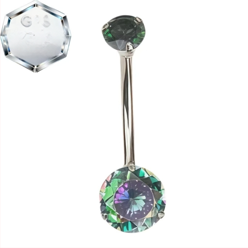 Kahepealine nabasõrmus – titaani sulam, 5A tsirkoon, geomeetriline kuju, teemandi töötlus, sisemine spiraal