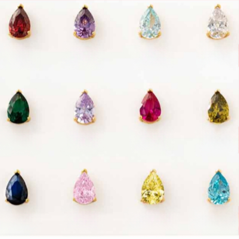 Titano plieno karoliai su vandens lašiniu cirkoniu, 12 mėnesių gimtadienio akmuo, vakuuminis elektrogalvanizavimas, atsparus blukimui