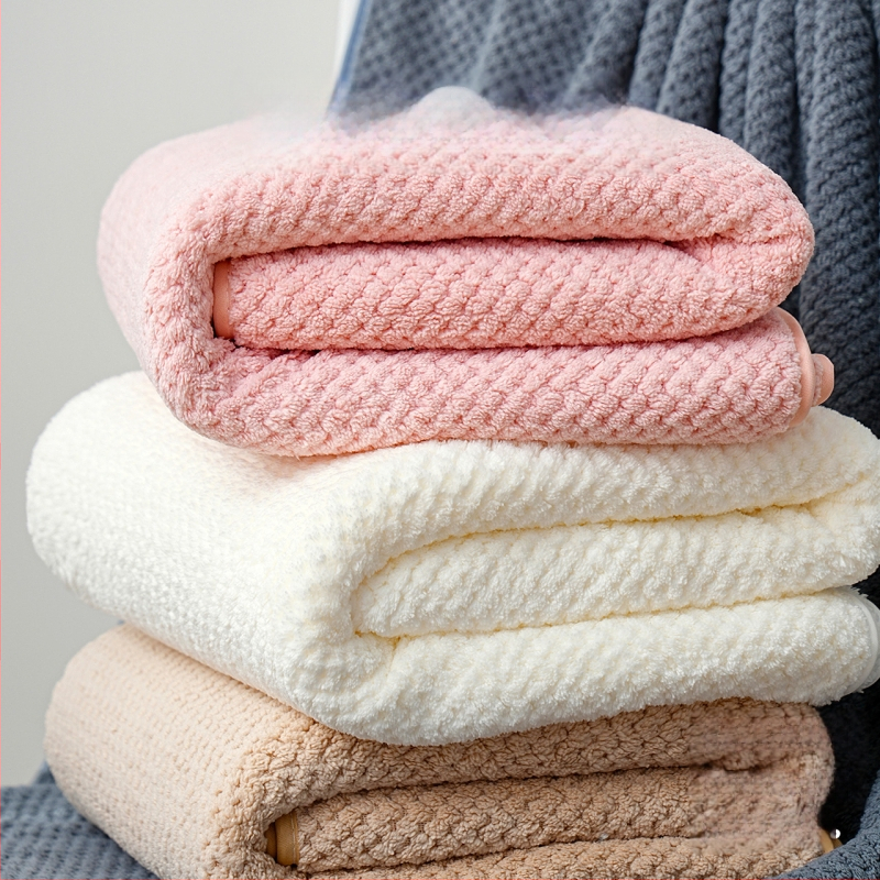 Koralinio fliso vonios rankšluosčių komplektas, didelis tankis, Jacquard 150D, sugeriantis