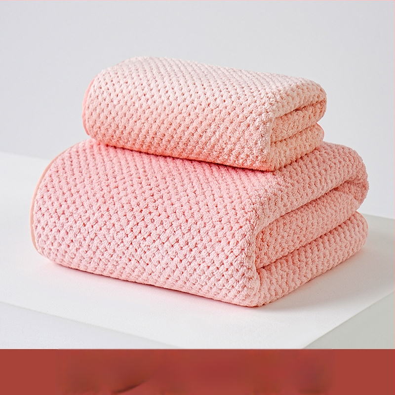 Koralinio fliso vonios rankšluosčių komplektas, didelis tankis, Jacquard 150D, sugeriantis