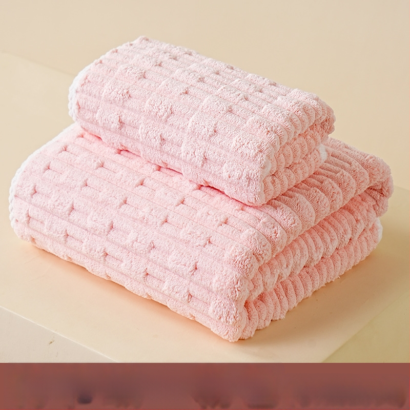 Koralinio fliso vonios rankšluosčių komplektas, didelis tankis, Jacquard 150D, sugeriantis