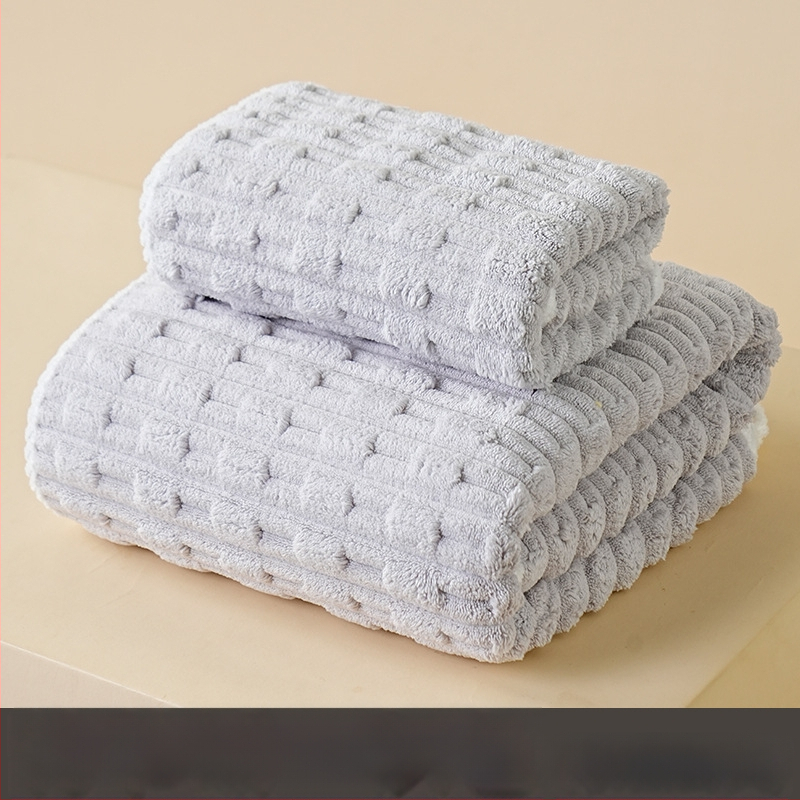 Koralinio fliso vonios rankšluosčių komplektas, didelis tankis, Jacquard 150D, sugeriantis