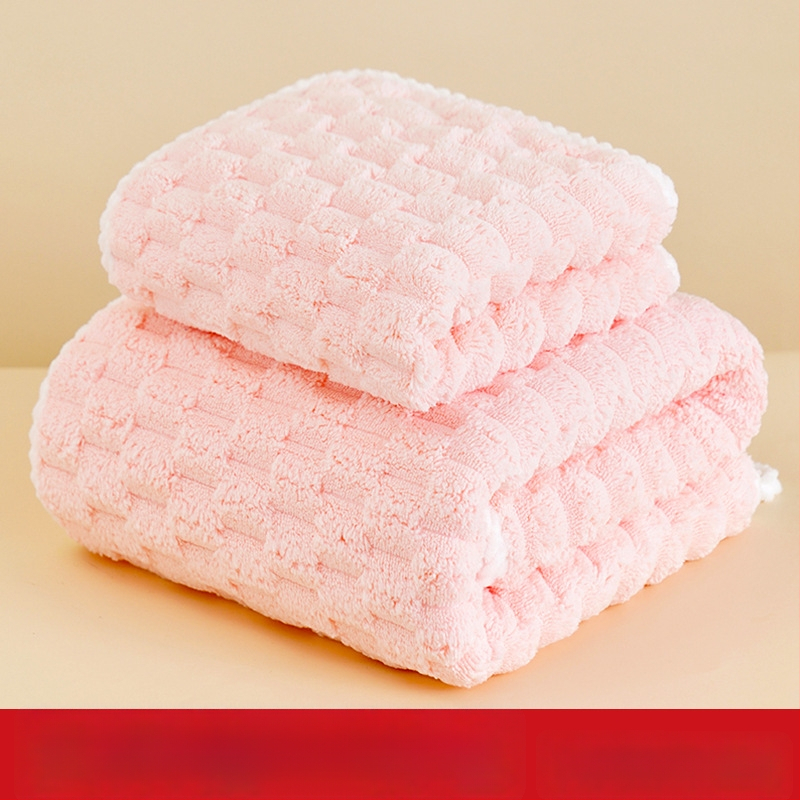 Koralinio fliso vonios rankšluosčių komplektas, didelis tankis, Jacquard 150D, sugeriantis