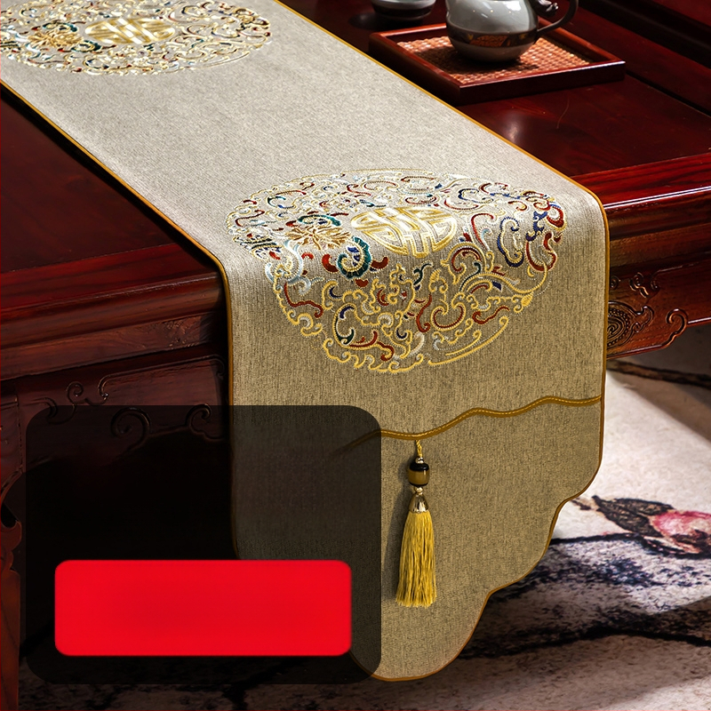 Stalo vėliava iš audinio su augalų ir gėlių raštu, naujame kinų stiliuje