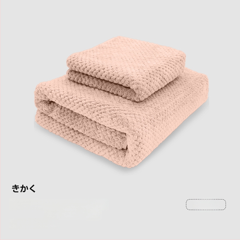 Koralinis veliūrinis vonios rankšluostis suaugusiems — poliesterio pluoštas, 150d džakardo audinys