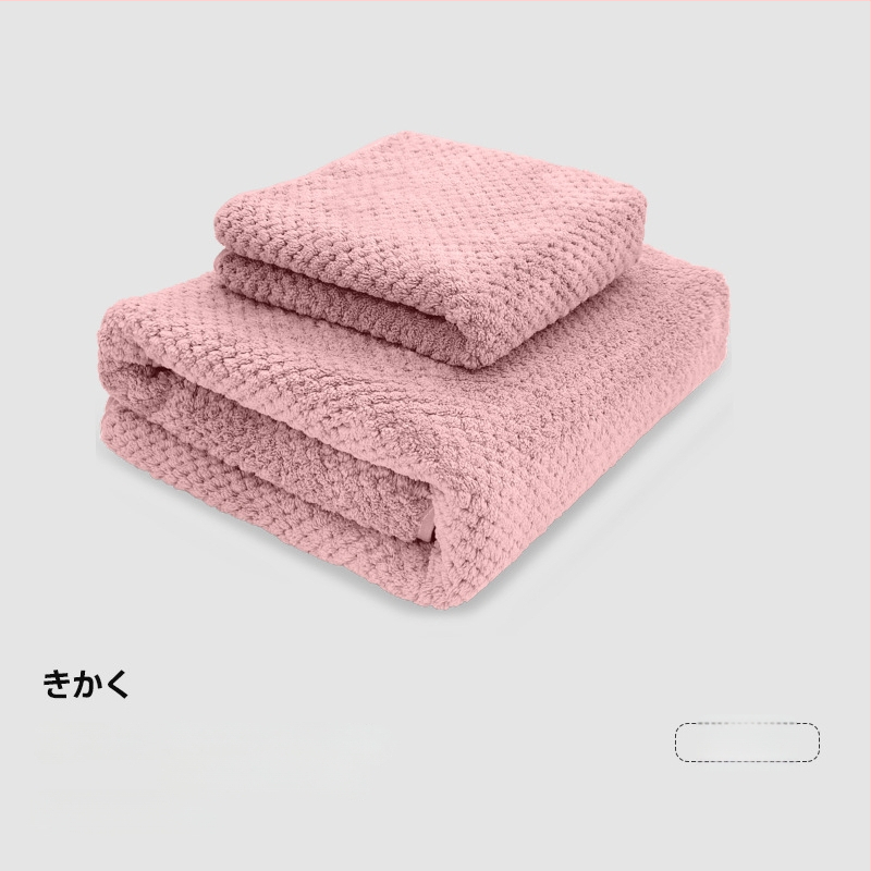 Koralinis veliūrinis vonios rankšluostis suaugusiems — poliesterio pluoštas, 150d džakardo audinys