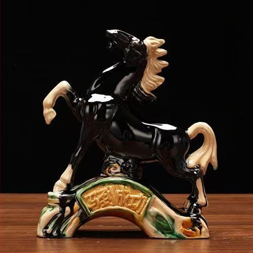 Keraminė arklio figūra – rankų darbo, naujo Kinų stiliaus, stalinis dekoras, dovana verslui