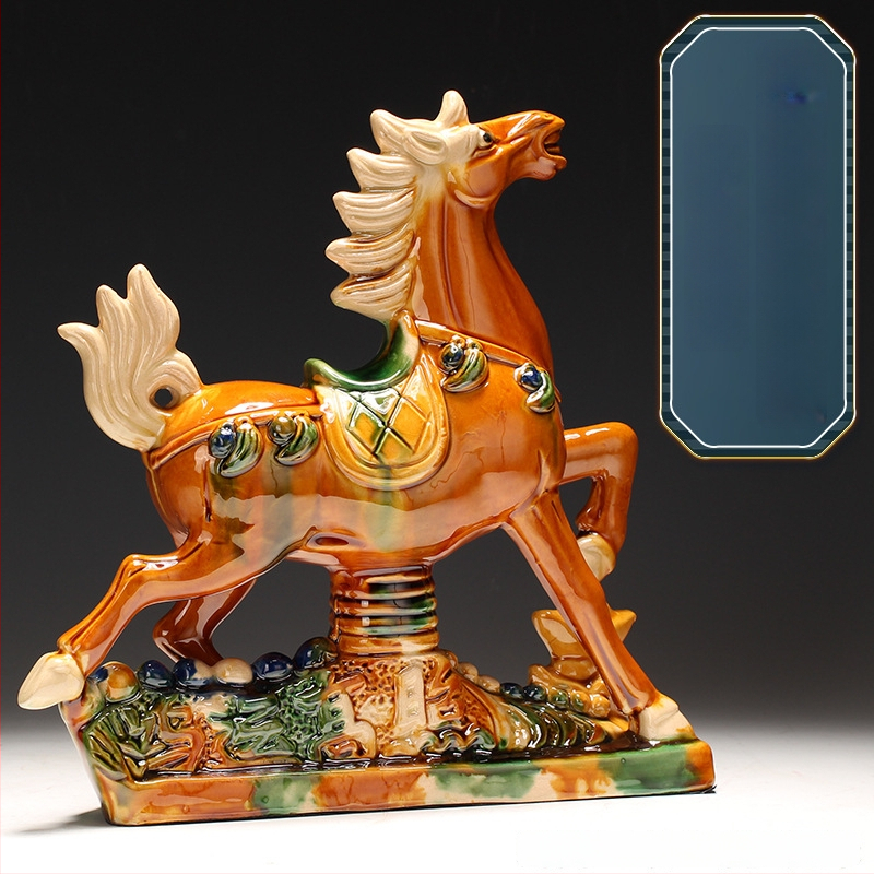 Keraminė arklio figūra – rankų darbo, naujo Kinų stiliaus, stalinis dekoras, dovana verslui